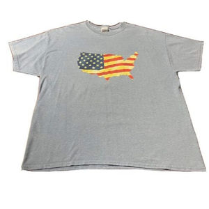 American Flag Logo Short Sleeve Size XL Light Blue Shirt Gildan Tag 4th Of July